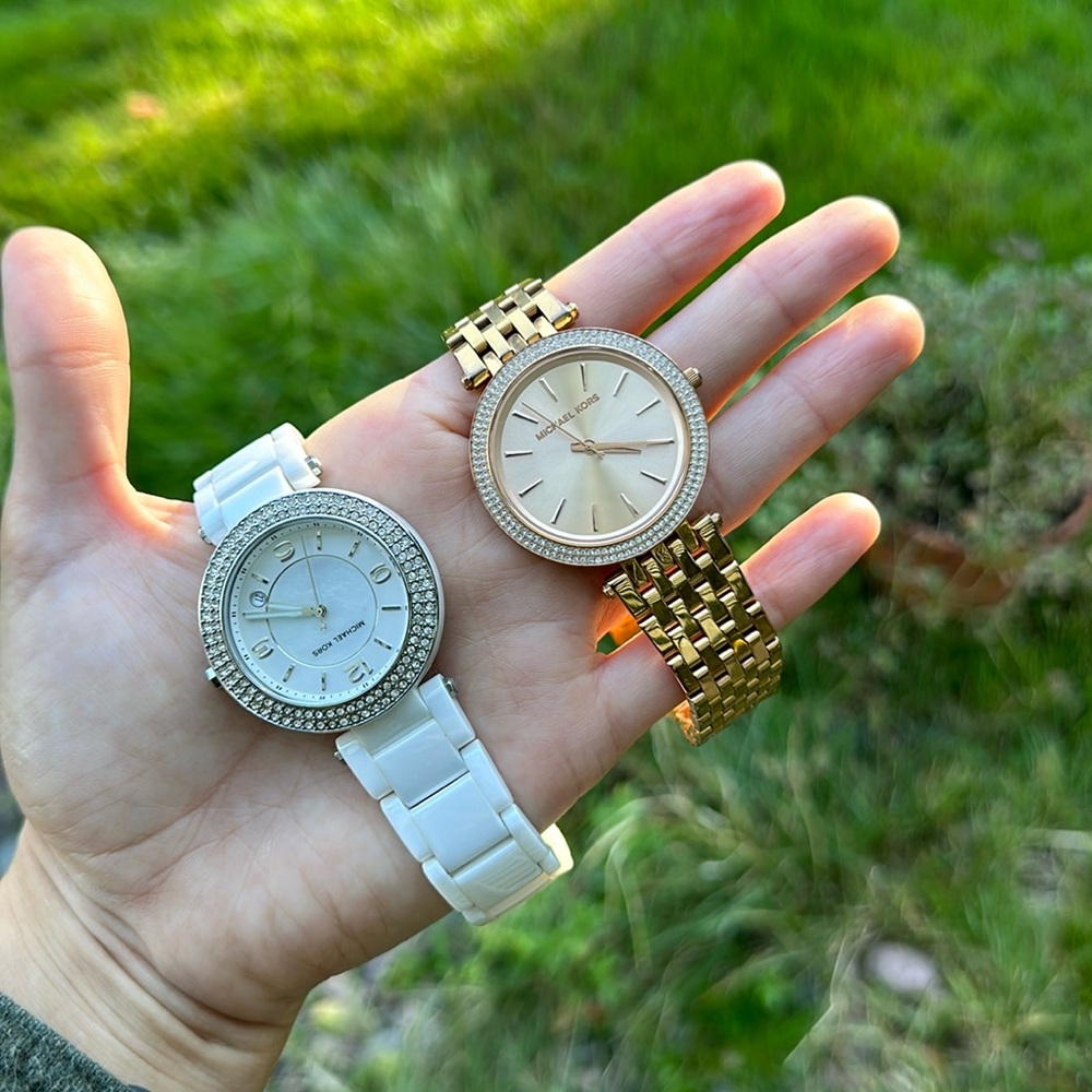 Petite, pave crystal watch, rose gold with matching earrings, set